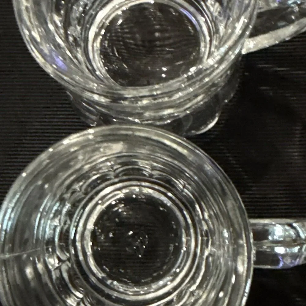 VTG Lot of 6 Federal Glass Mini Clear Beer Shot Glasses Mugs Toothpick Holders